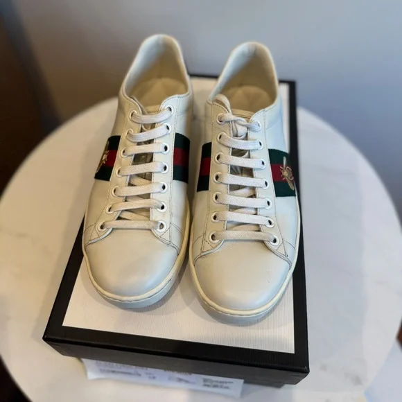 Women's Gucci Ace Embroidered White Leather Sneakers - Picture 7 of 8